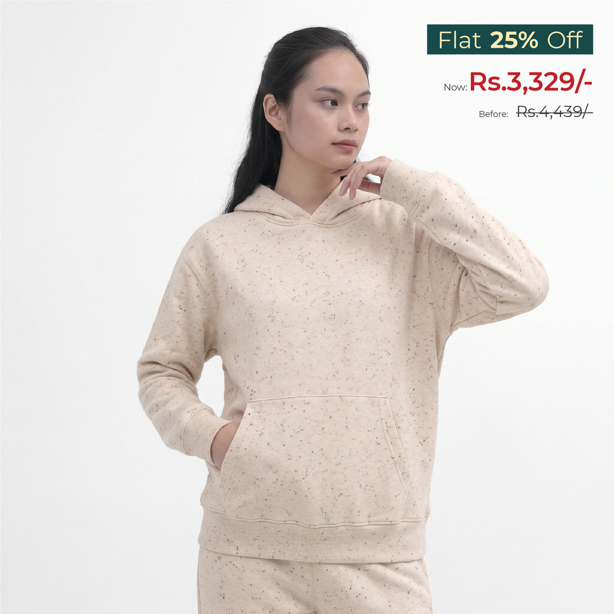 Hoodie - Speckled Beige