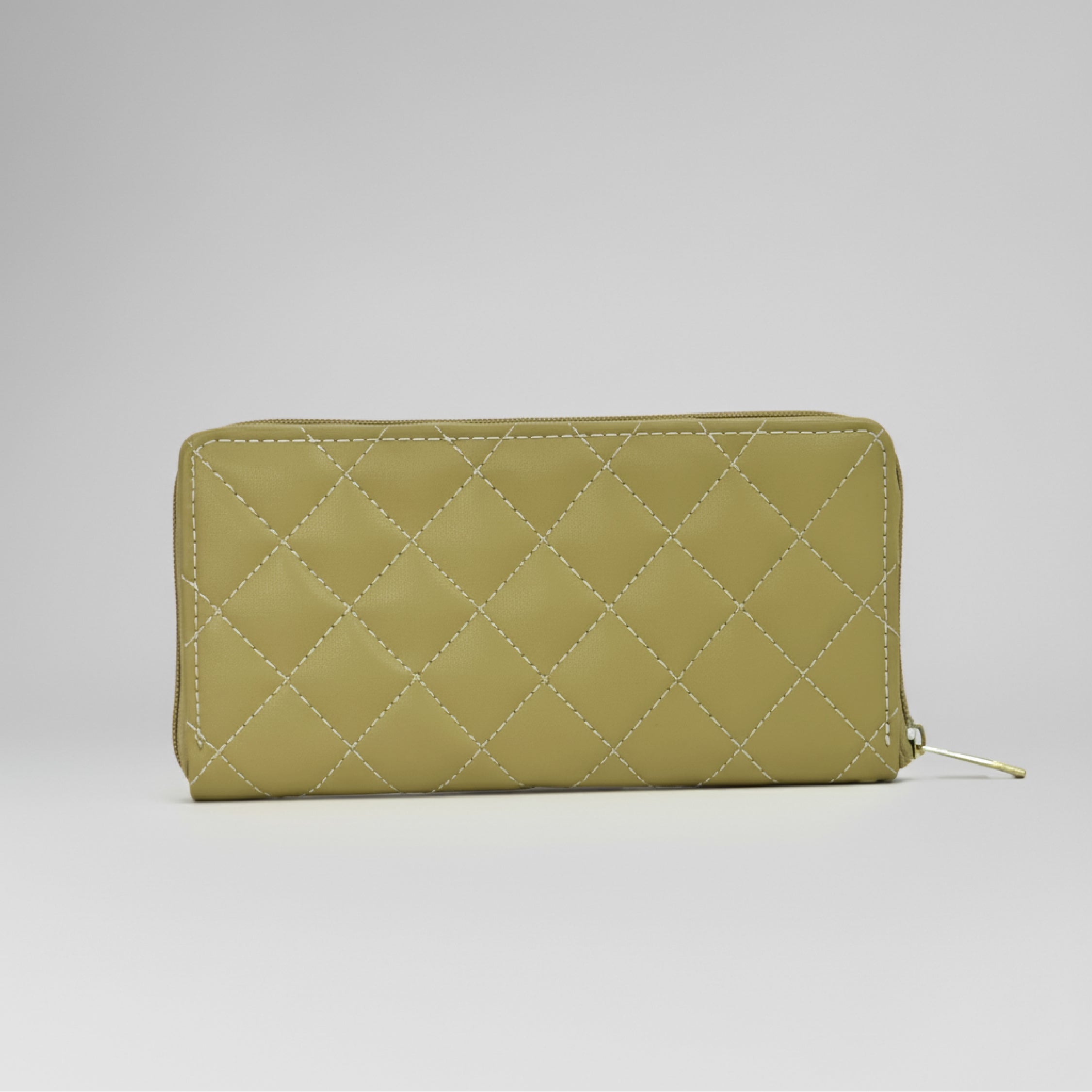 Quilted Wallet - Pale Olive Green