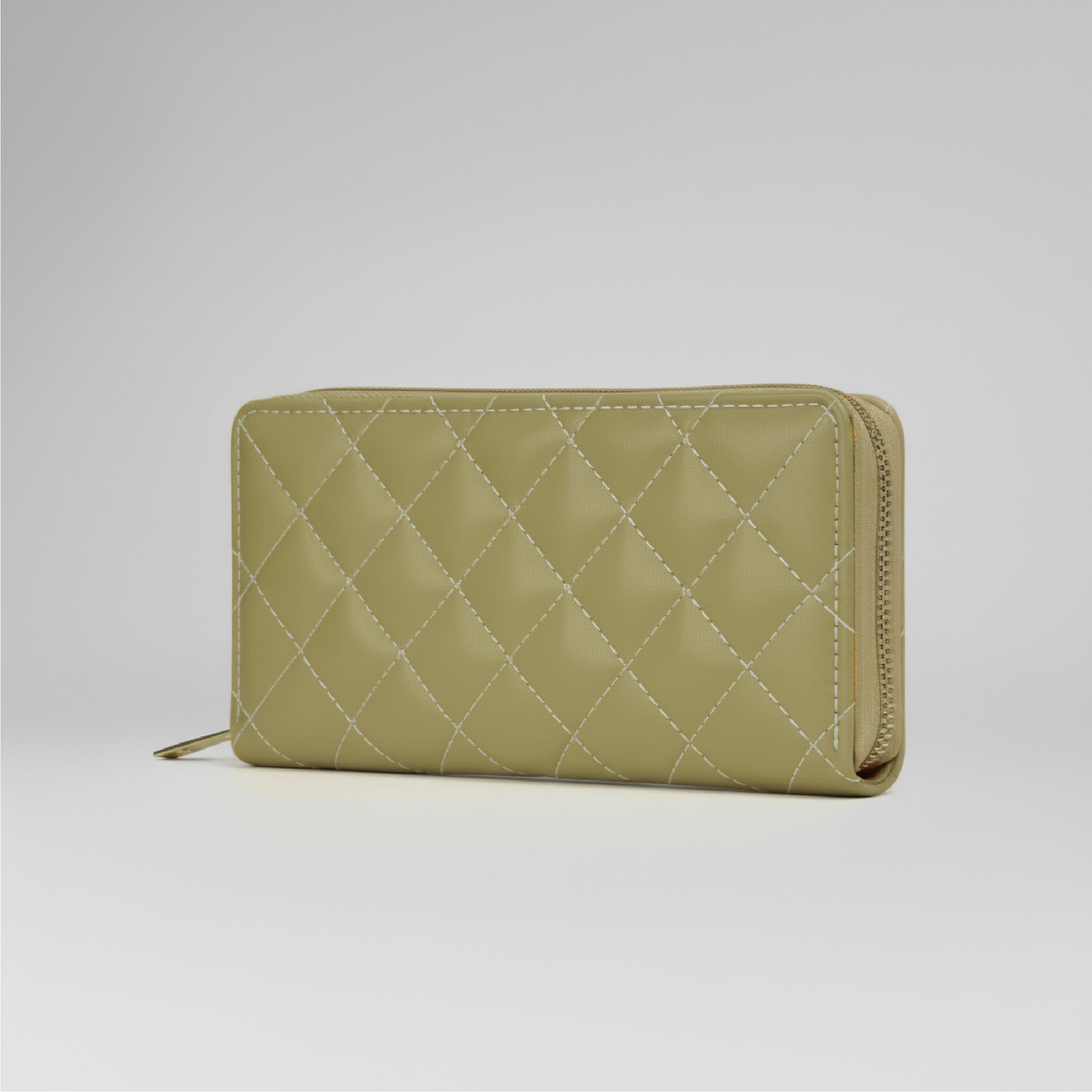 Quilted Wallet - Pale Olive Green