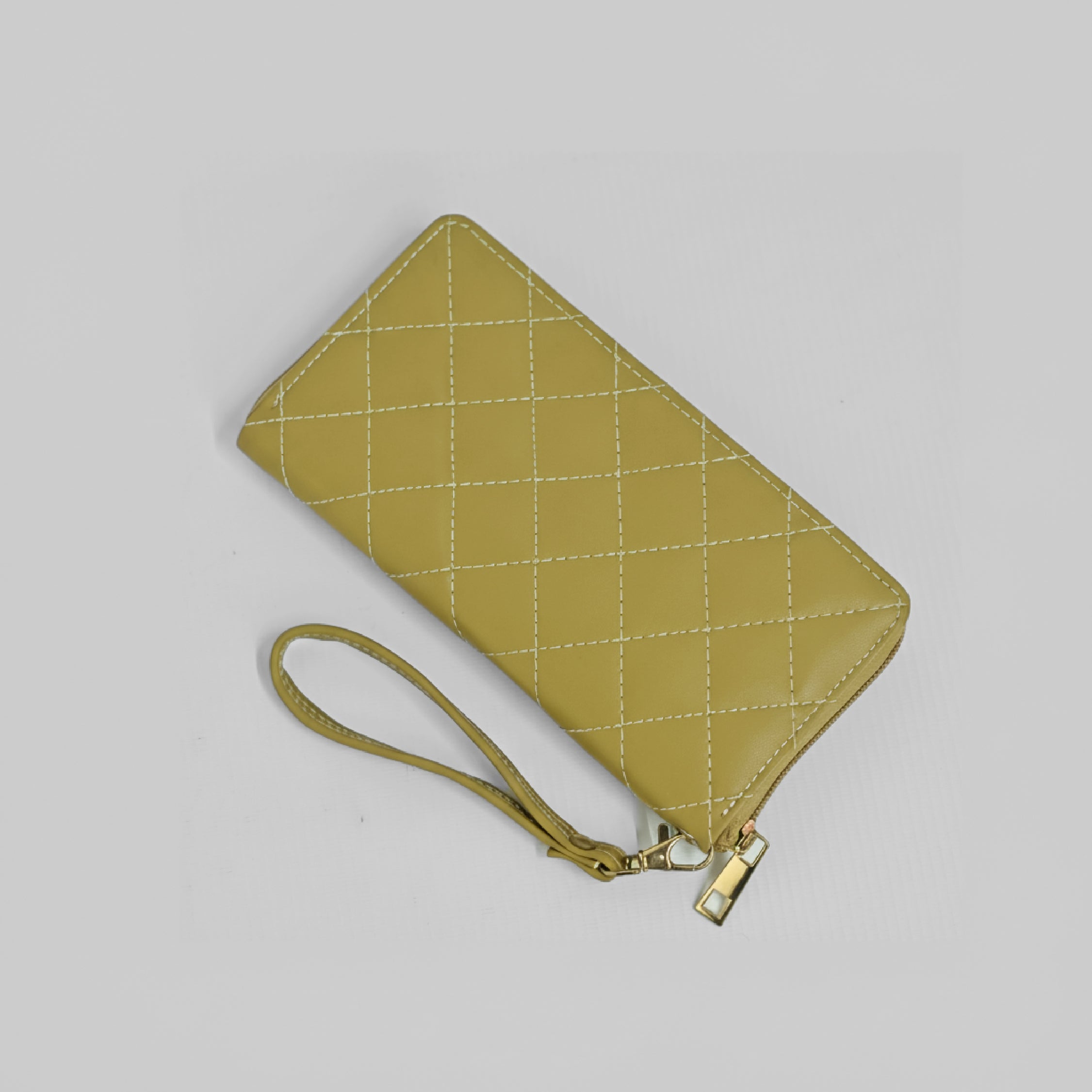 Quilted Wallet - Pale Olive Green