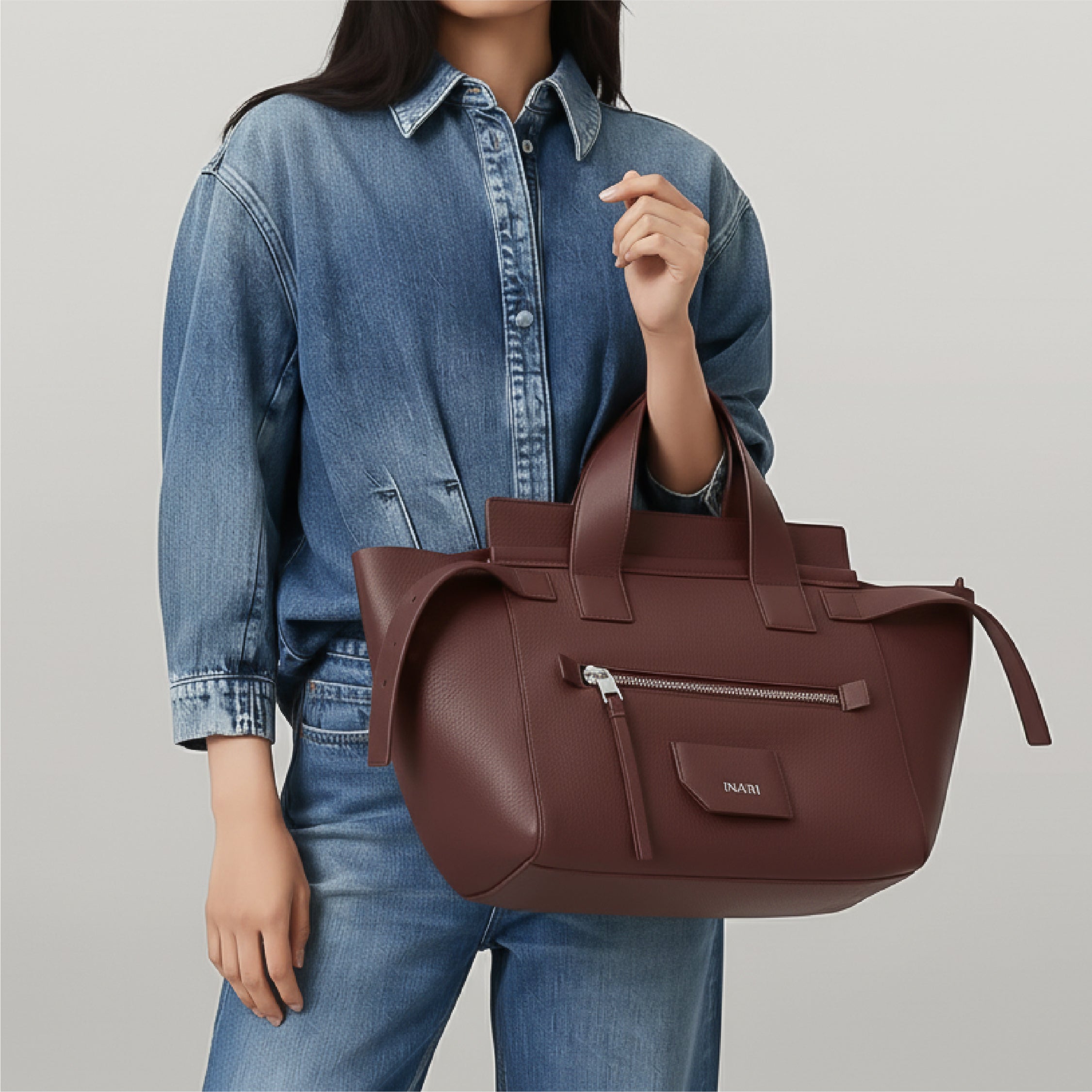 Belted Tote - Burgundy