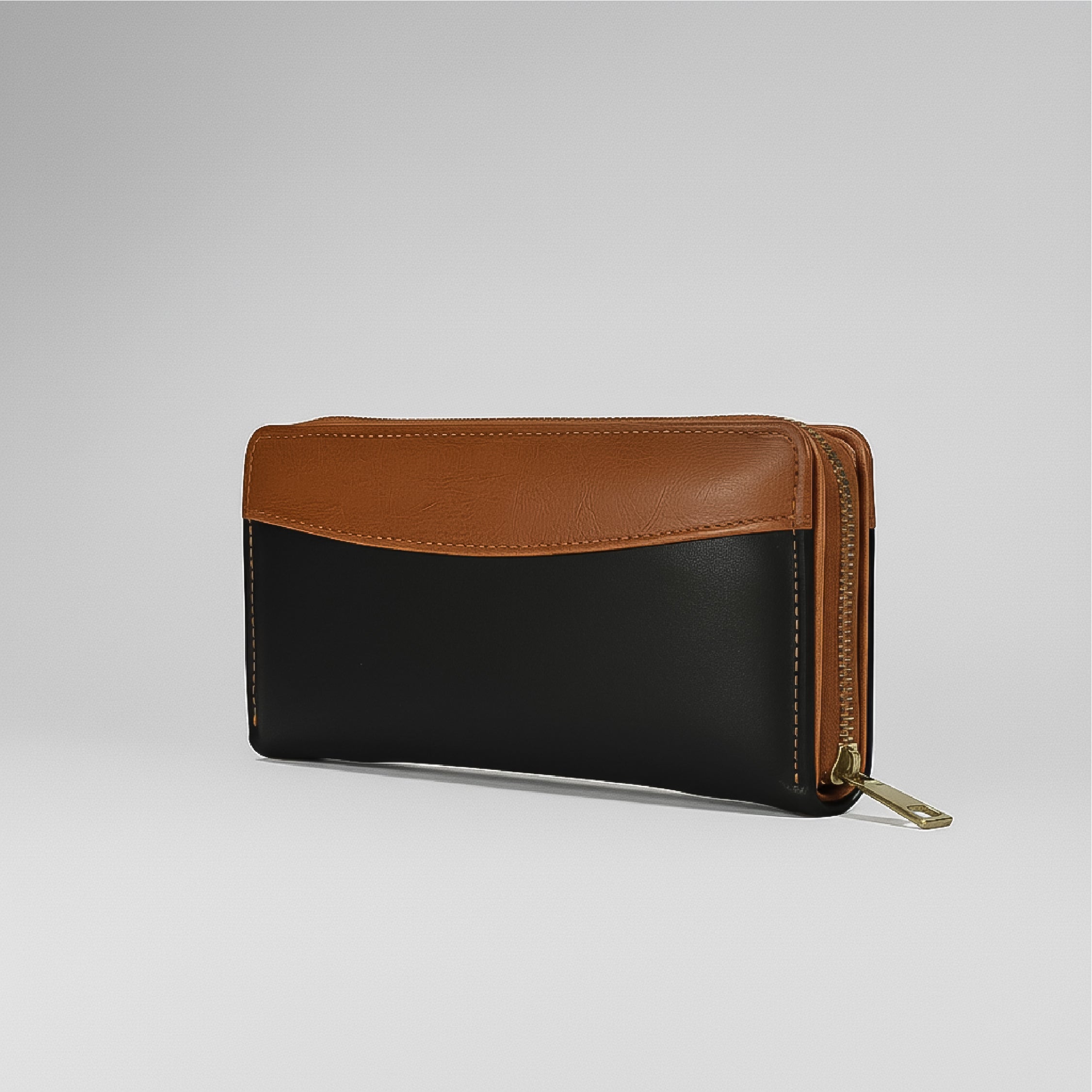 Zip Wallet - Tan with Black
