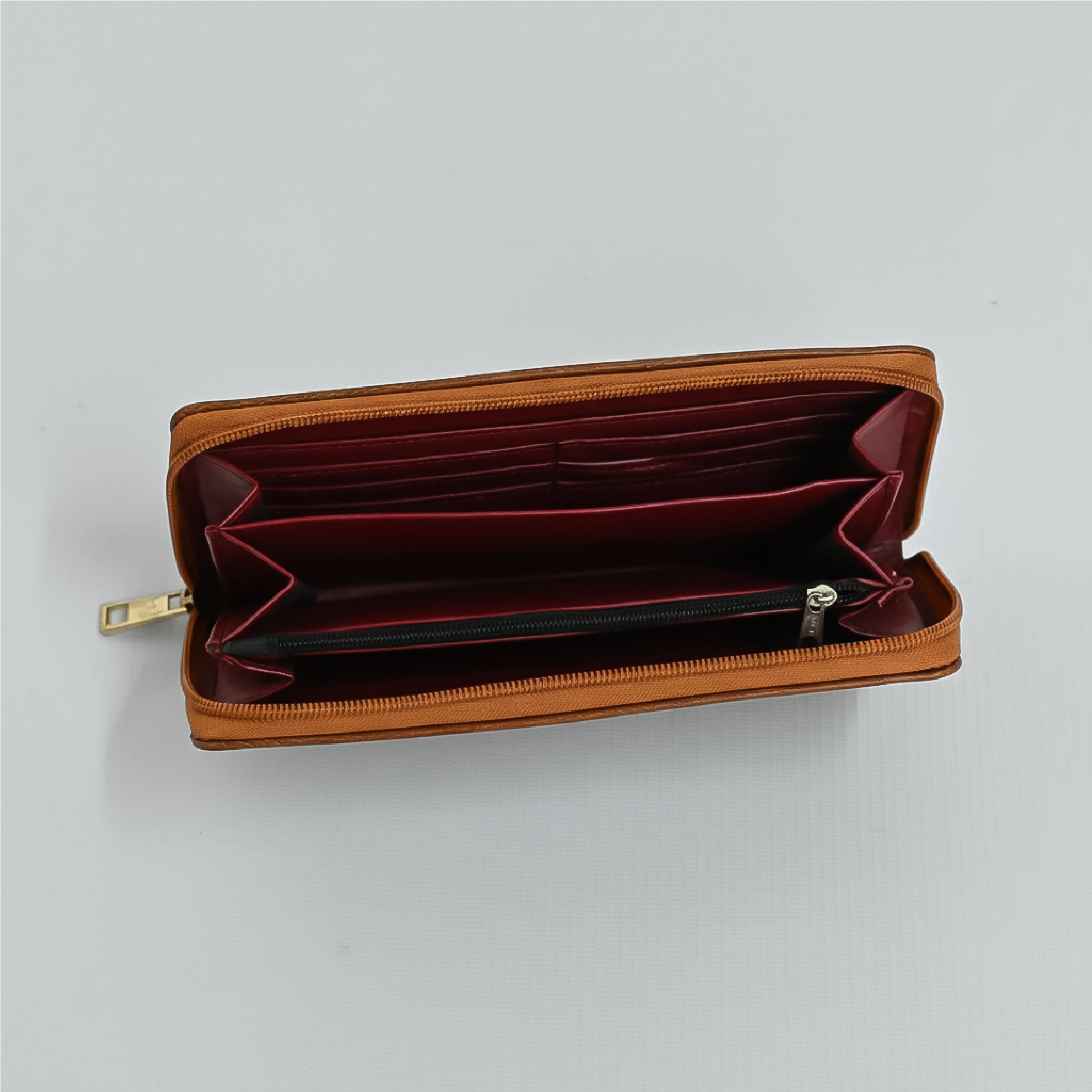 Zip Wallet - Tan with Black