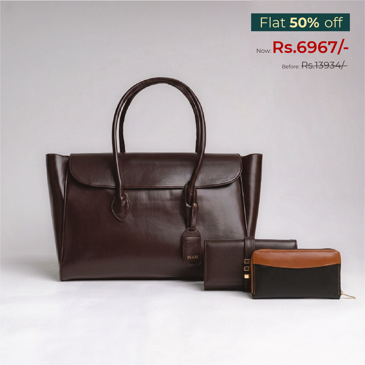 Office Tote Brown + Wallet