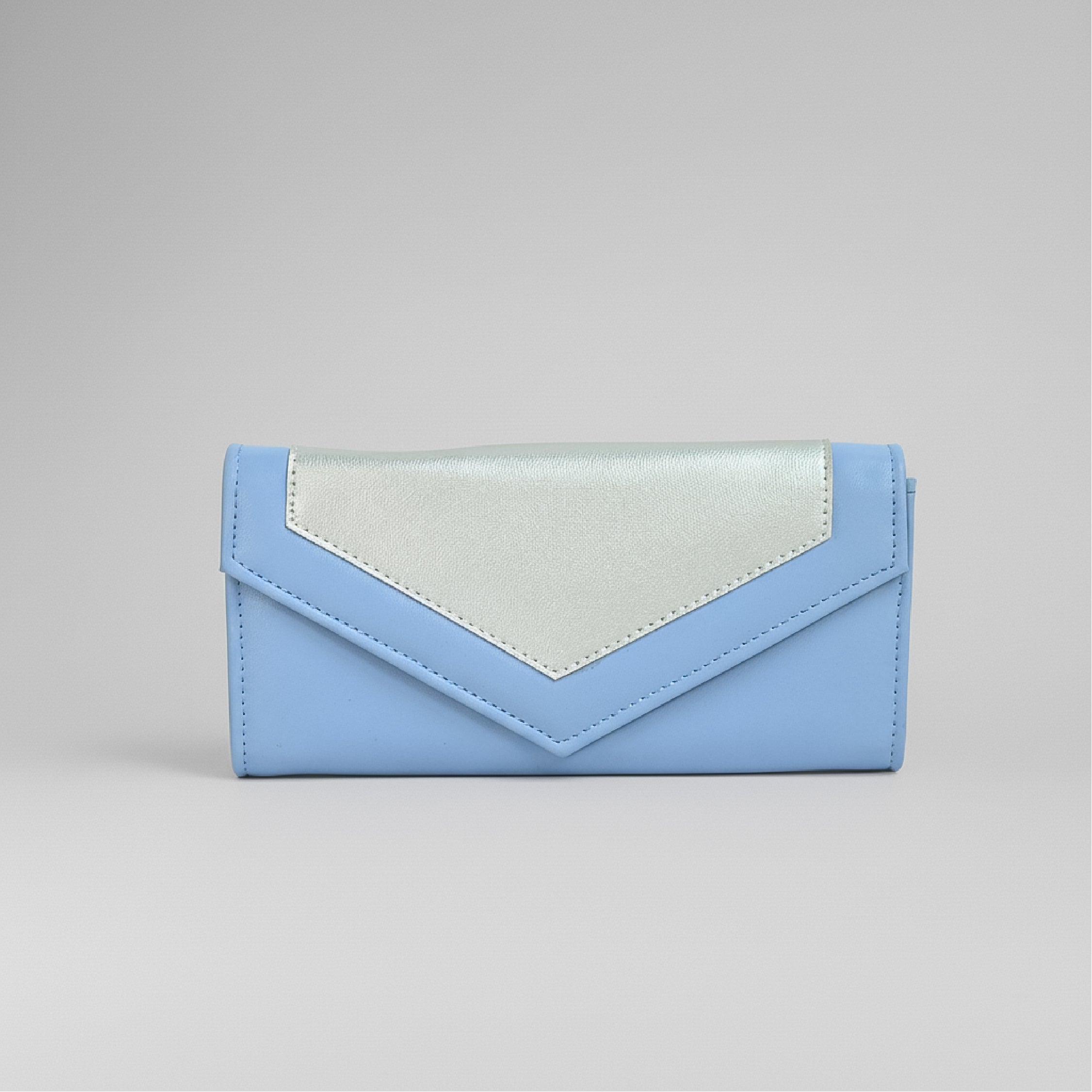 Two-Tone Wallet - Light Blue and Metallic Silver