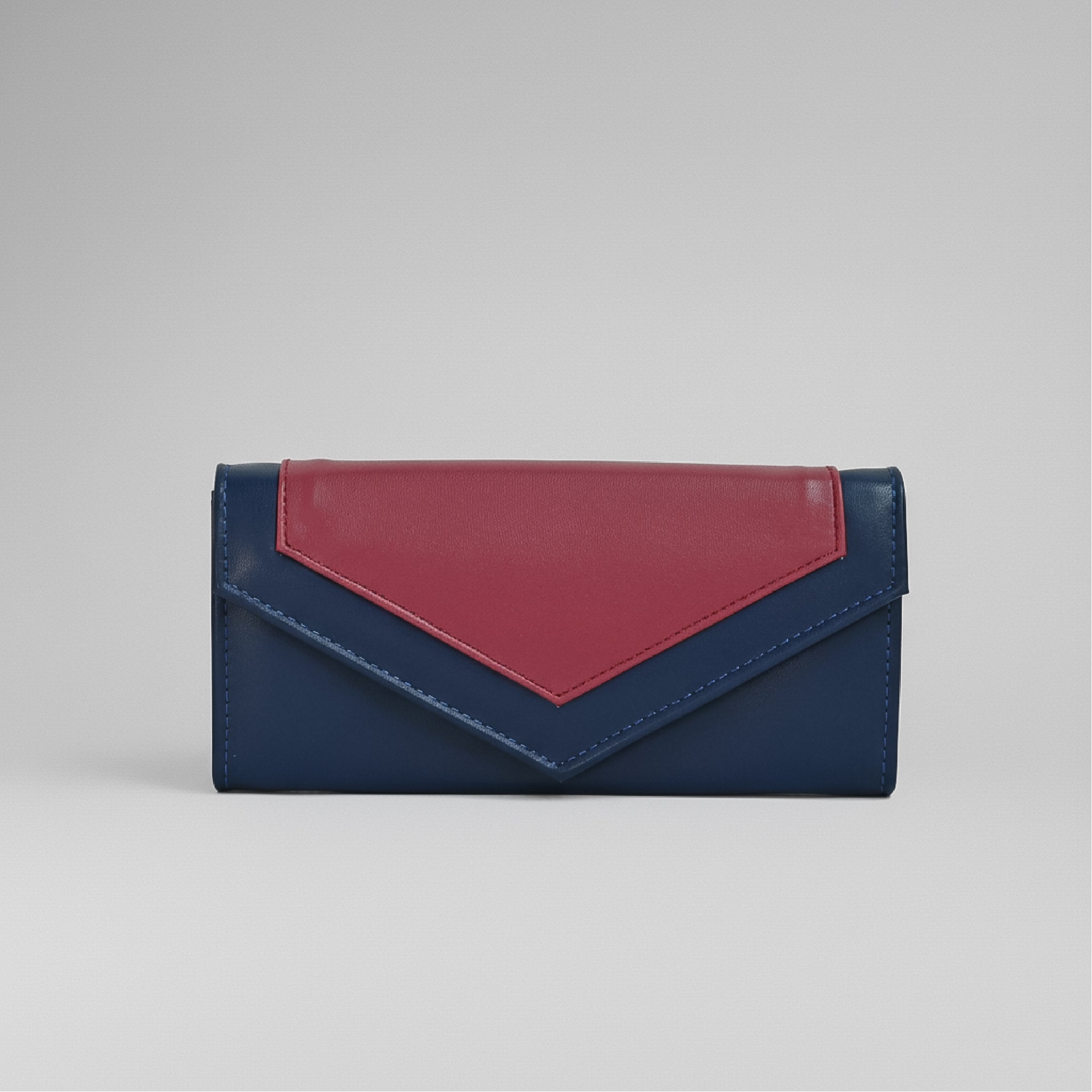 Two-Tone Wallet - Navy Blue and Maroon