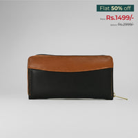 Zip Wallet - Tan with Black